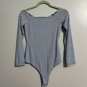 ASOS Blue and White striped long sleeve bodysuit size S